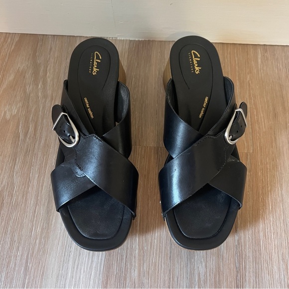 Clarks Signature Leather Heeled Sandals - Sivanne Walk size 10 women’s shoe - Picture 8 of 10